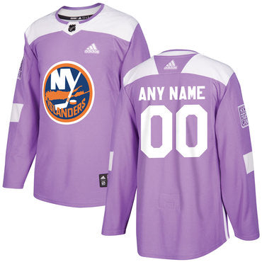 New York Islanders Purple Pink Custom Hockey Fights Cancer Practice Jersey