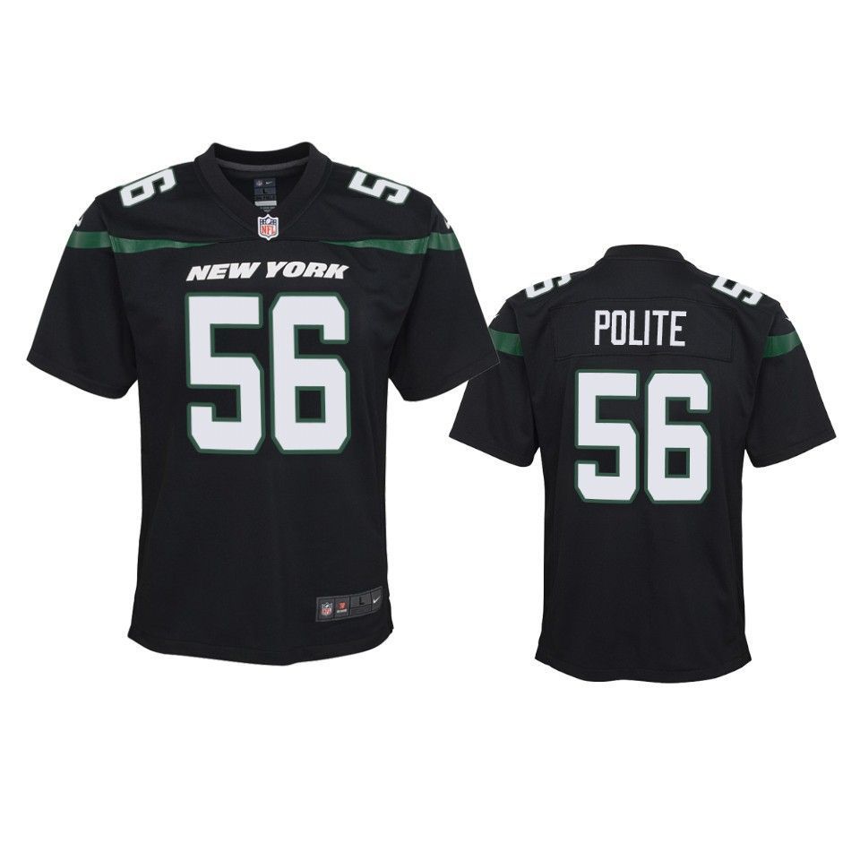 New York Jets Jachai Polite 2019 Nfl Draft Black Game Youth Jersey