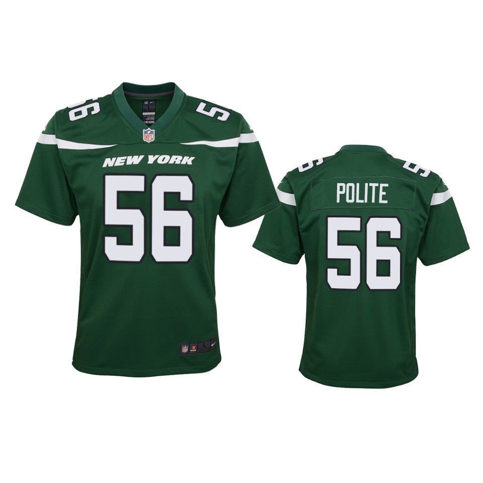 New York Jets Jachai Polite 2019 Nfl Draft Green Game Youth Jersey