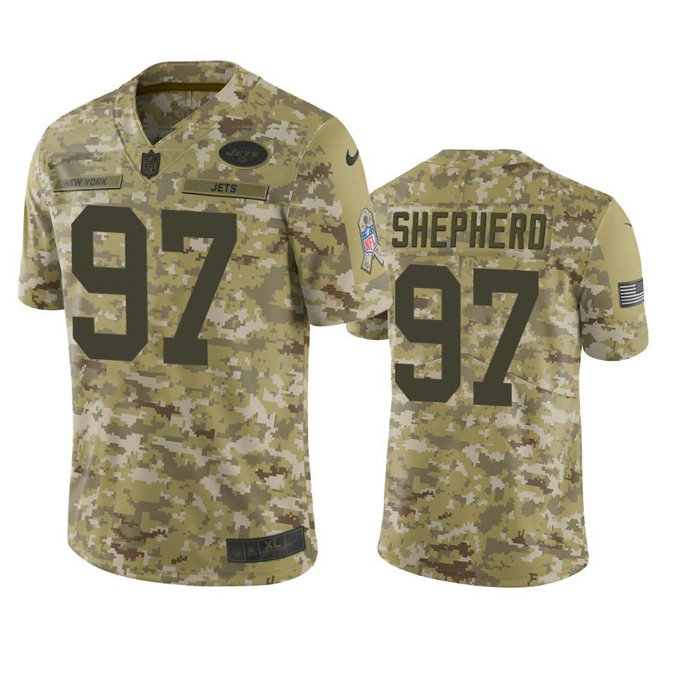 New York Jets Nathan Shepherd Jersey Nfl Camo Salute To Service
