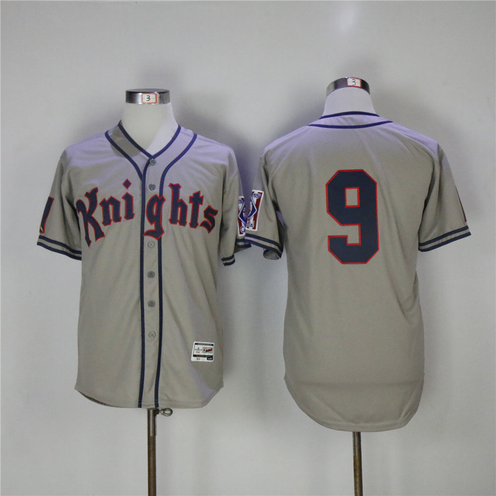 New York Knights #9 Movie Baseball Jersey Grey