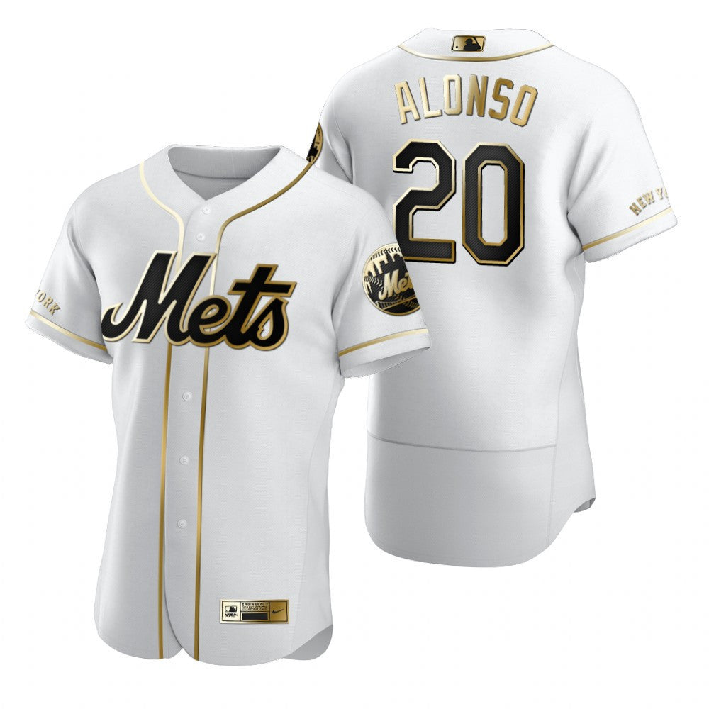 New York Mets 20 Pete Alonso Mlb Golden Brandedition White Jersey Gift For Mets Fans