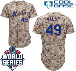 New York Mets 49 Jon Niese Camo Authentic Cool Base Jersey With 2015 World Series Participant Patch