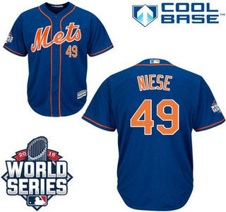 New York Mets 49 Jon Niese Royal Blue Orange Cool Base Jersey With 2015 World Series Participant Patch