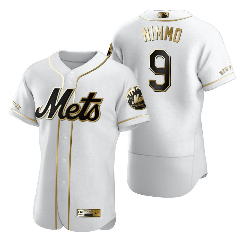 New York Mets 9 On Nimmo Mlb Golden Brandedition White Jersey Gift For Mets Fans