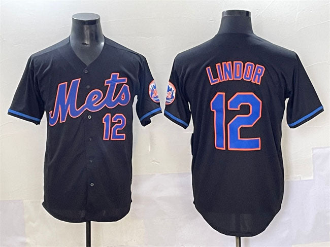 New York Mets #12 Francisco Lindor Black Alternate Limited Stitched Baseball Jer