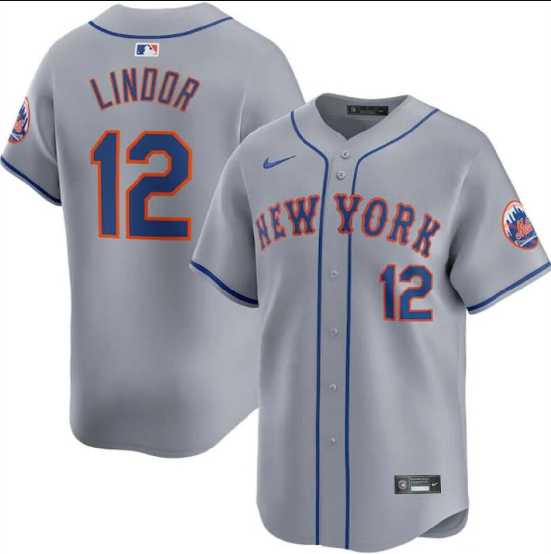 New York Mets #12 Francisco Lindor Jersey Stitched Grey