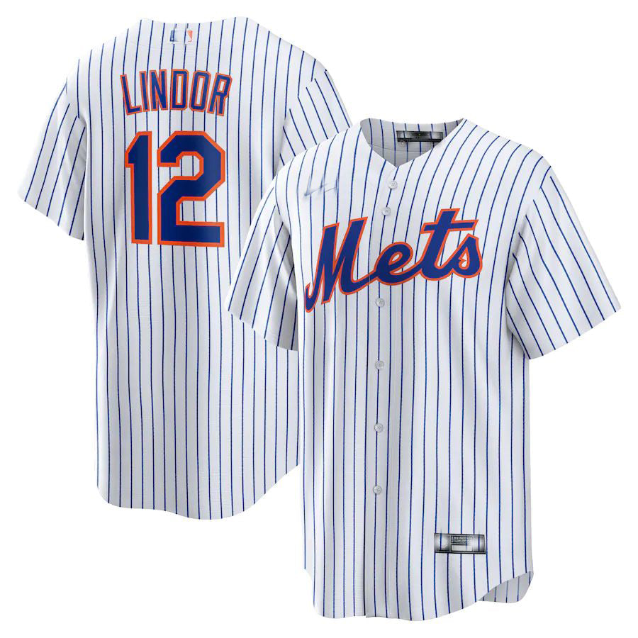New York Mets #12 Francisco Lindor White Home Replica Player Jersey Baseball Jer