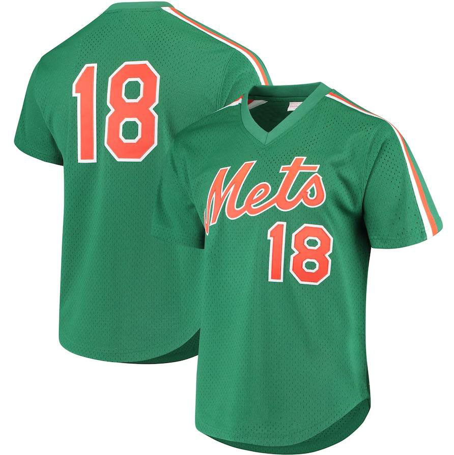 New York Mets #18 Darryl Strawberry Green Mitchell & Ness Cooperstown Mesh Batti