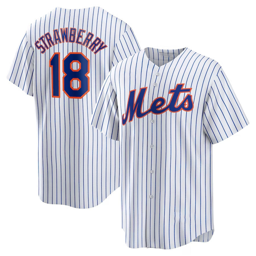 New York Mets #18 Darryl Strawberry Home Replica Retired Player Jersey White S