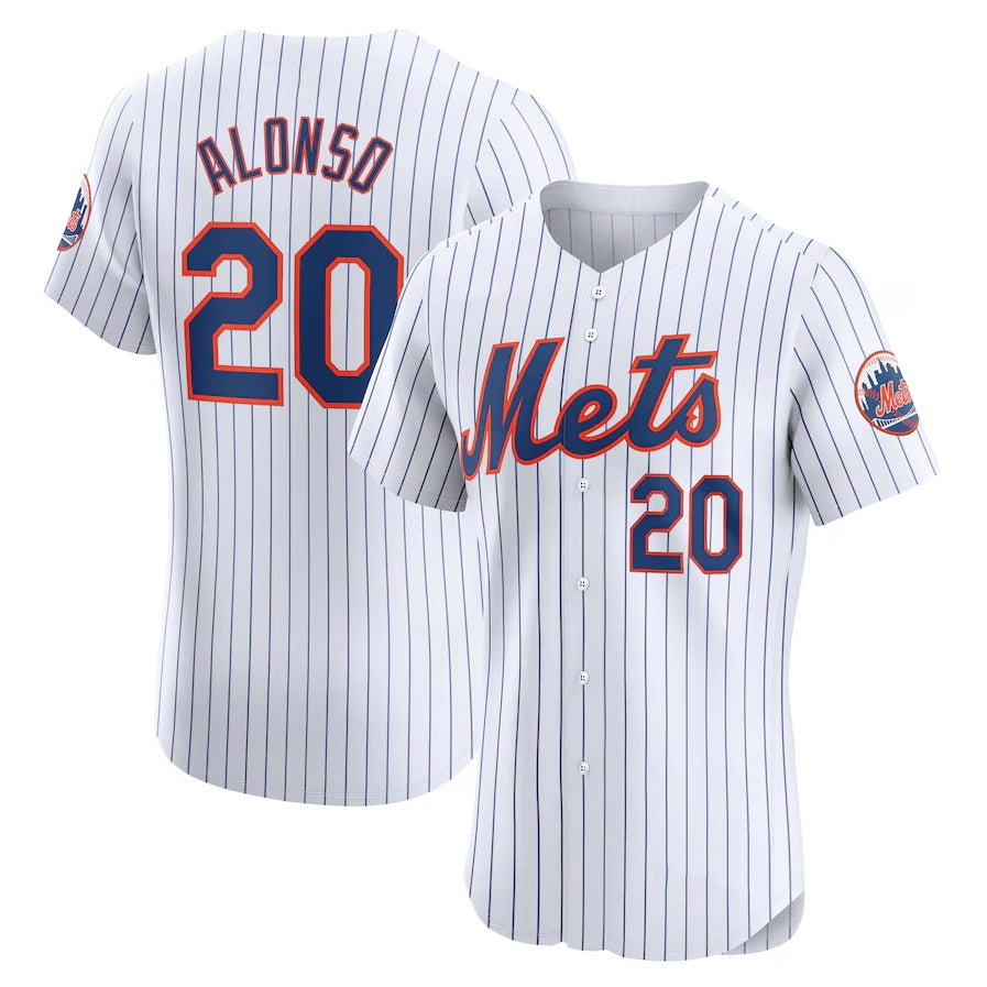 New York Mets #20 Pete Alonso Home Elite Jersey White Stitched Baseball Jersey