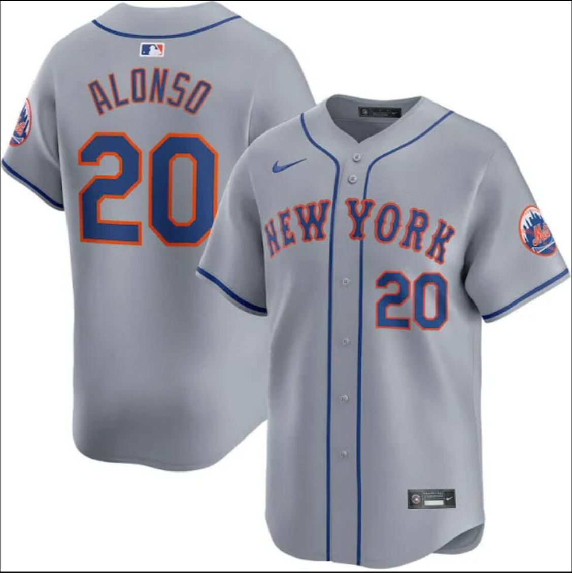 New York Mets #20 Pete Alonso Jersey Stitched Grey