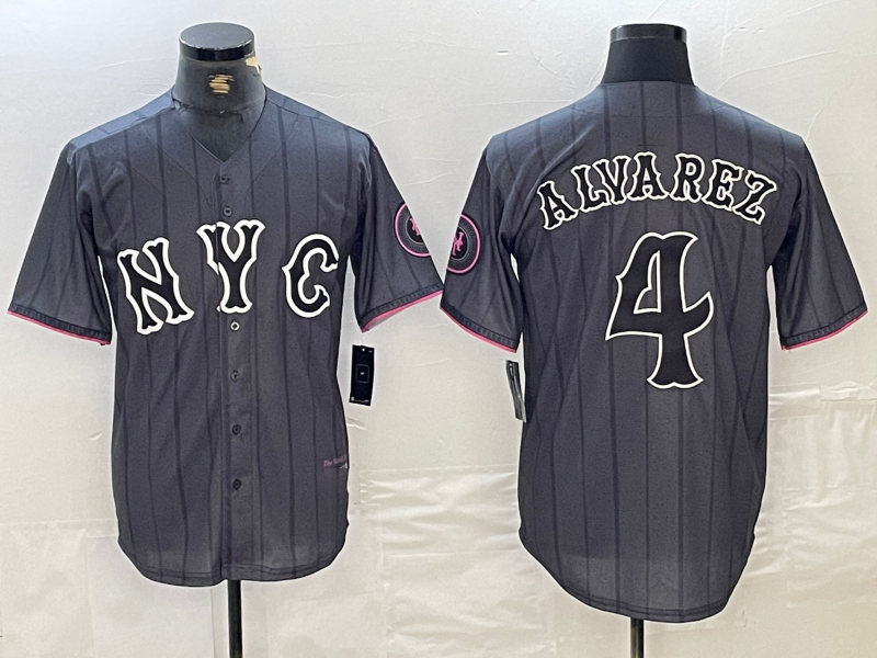 New York Mets #4 Francisco Alvarez Gray 2024 City Connect Cool Base Stitched Bas