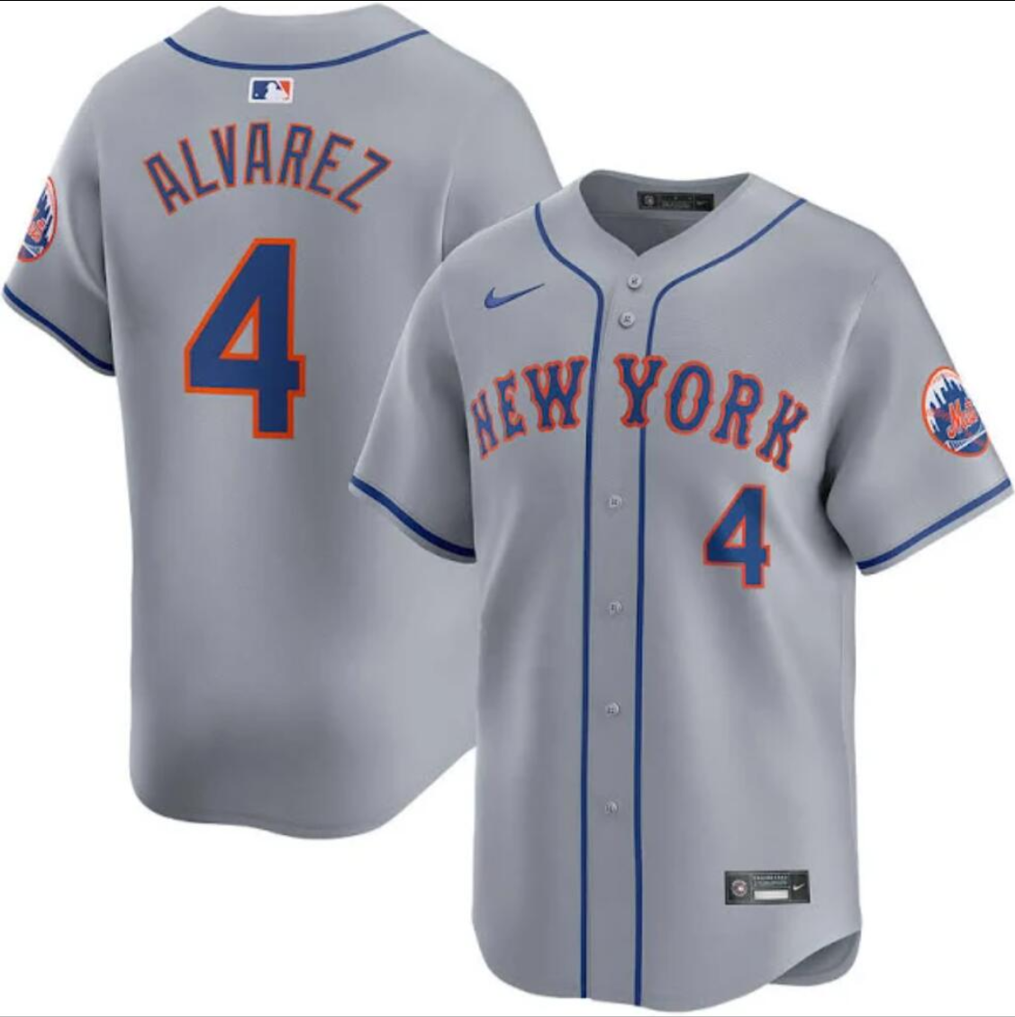New York Mets #4 Francisco Alvarez Jersey Stitched Grey