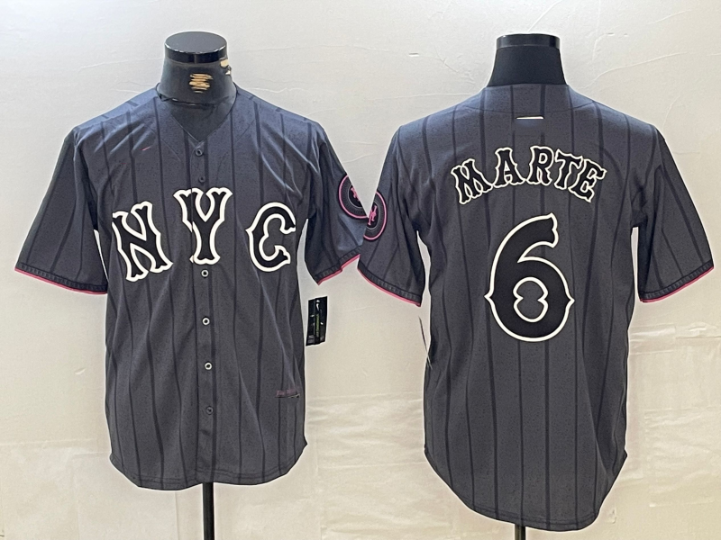 New York Mets #6 Starling Marte Gray 2024 City Connect Cool Base Stitched Baseba