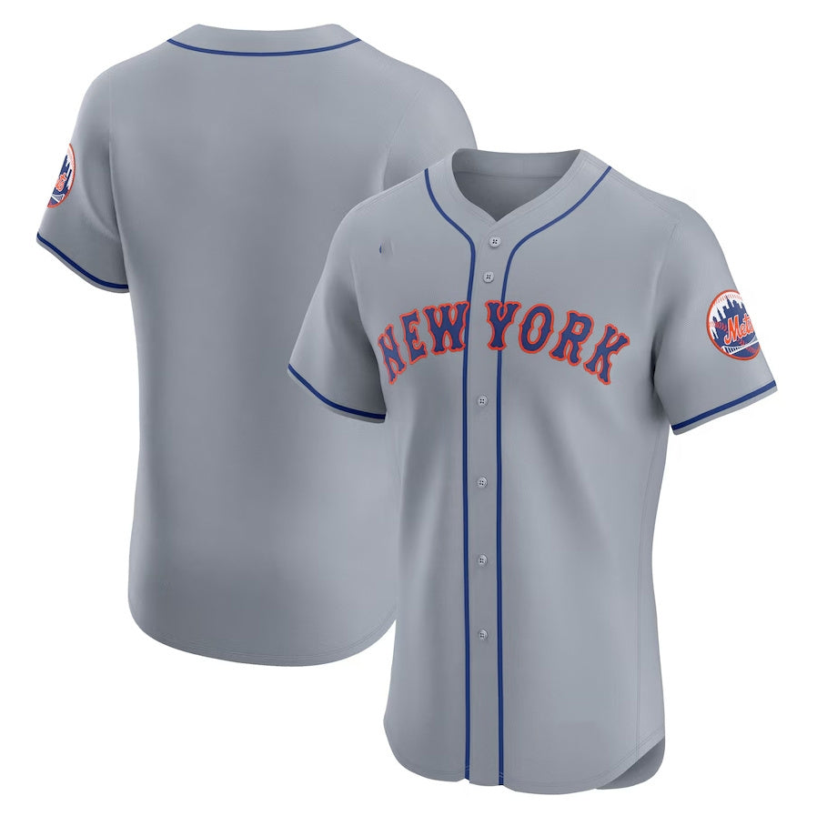 New York Mets Road Vapor Premier Elite Patch Jersey Gray Stitched Baseball Jer