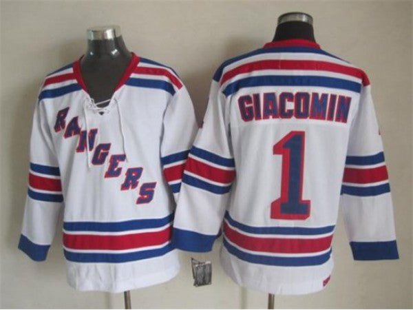 New York Rangers #1 Eddie Giacomin Vintage CCM Jersey White