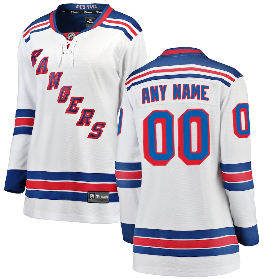 New York Rangers Fanatics Branded Womens Away Breakaway Custom Jersey White