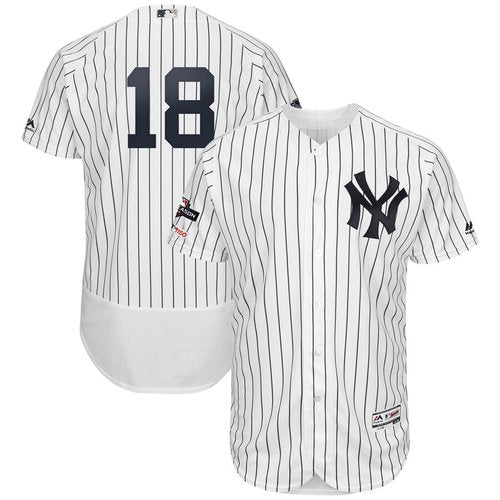 New York Yankees 18 Didi Gregorius Majestic 2019 Postseason Authentic Flex Base Player White Navy Jersey