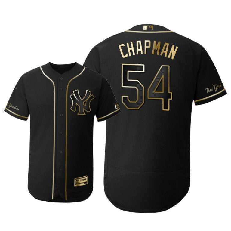 New York Yankees 54 Aroldis Chapman Mlb 2019 Golden Brandedition Black Jersey Gift For Yankees Fans