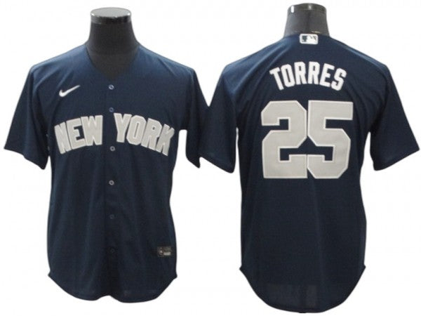 New York Yankees #25 Gleyber Torres Alternate Player Name Jersey Navy