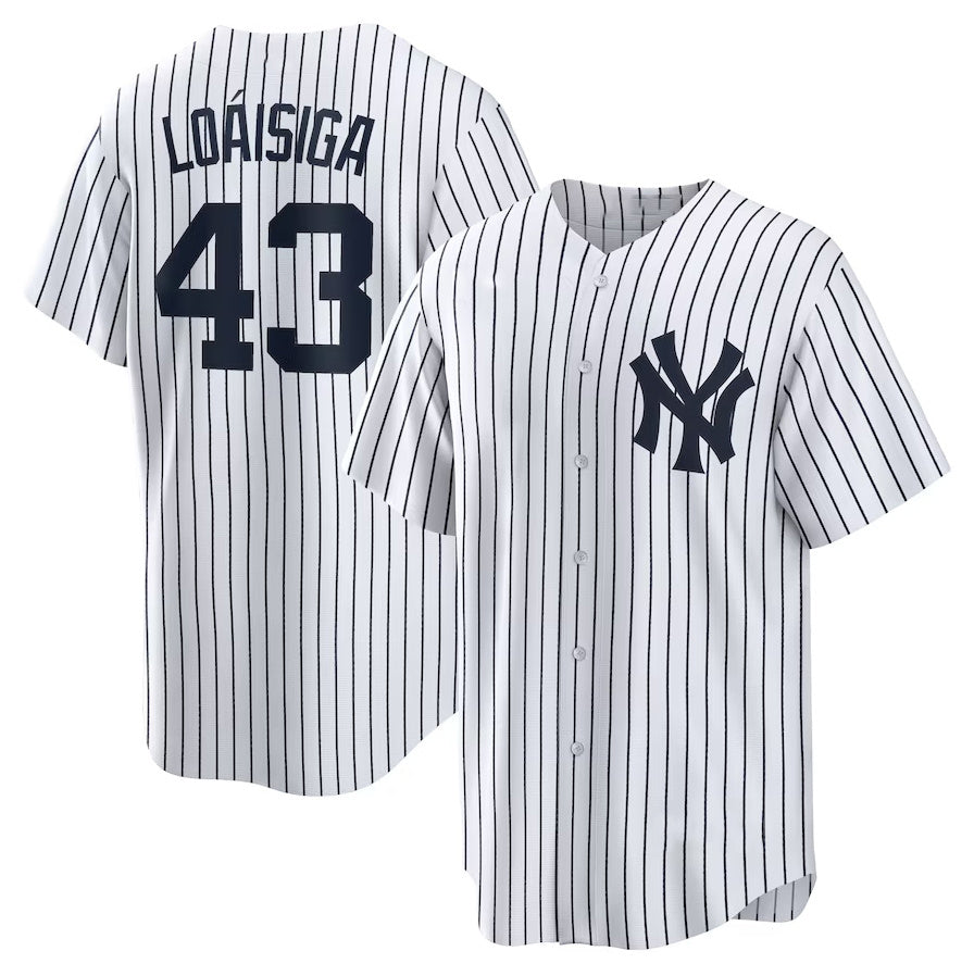 New York Yankees #43 Jonathan Loisiga Home Replica Jersey White Stitched Baseb