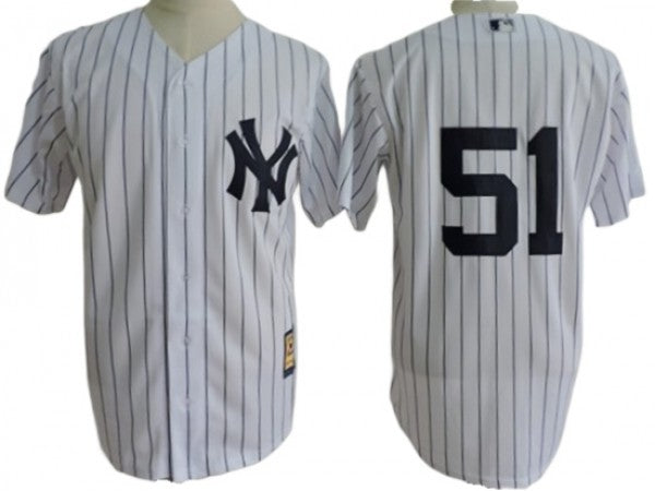 New York Yankees #51 Bernie Williams White Cooperstown Collection Throwback Jers