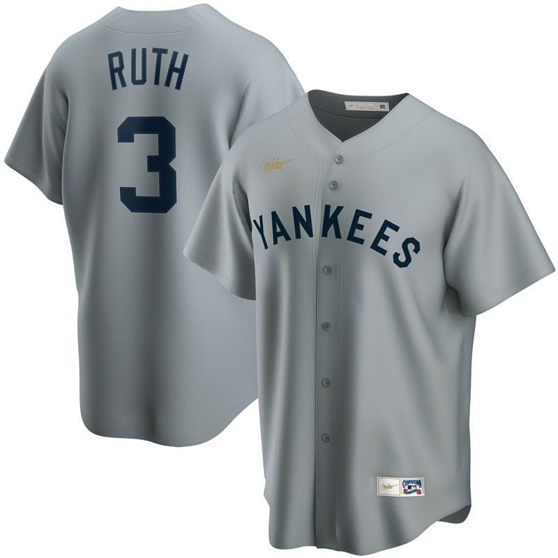 New York Yankees Babe Ruth 3 2020 Mlb Light Grey Jersey