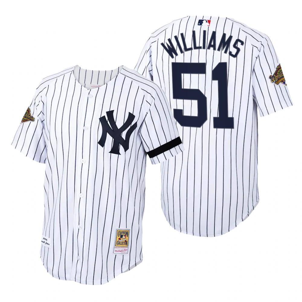 New York Yankees Bernie Williams White 1996 World Series Throwback Jersey
