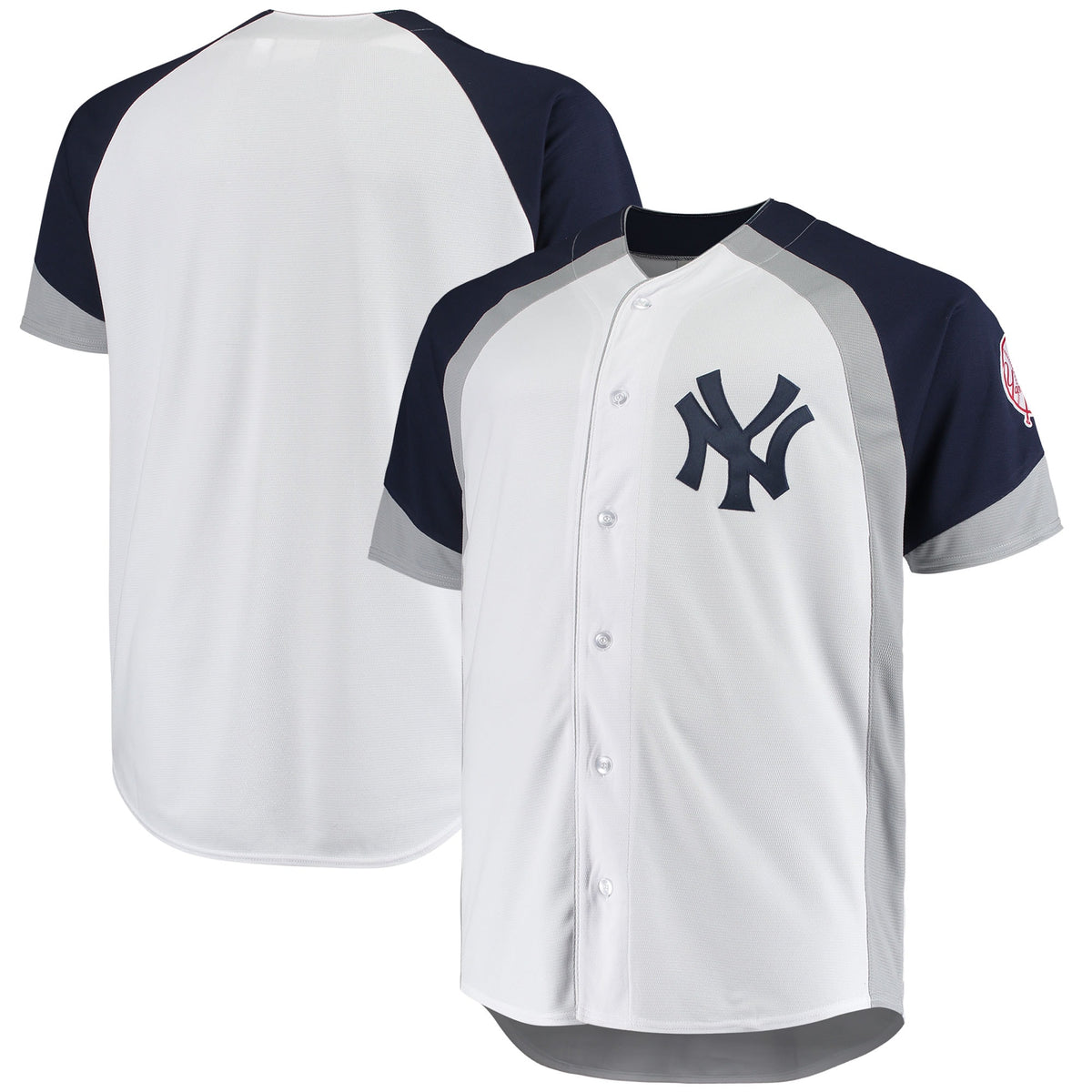 New York Yankees Big Tall Colorblock Full snap Jersey Whitenavy