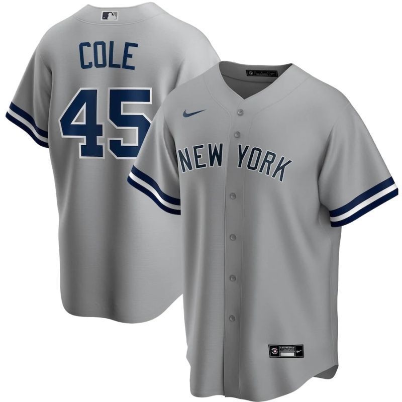 New York Yankees Gerrit Cole 45 2020 Mlb Light Grey Jersey