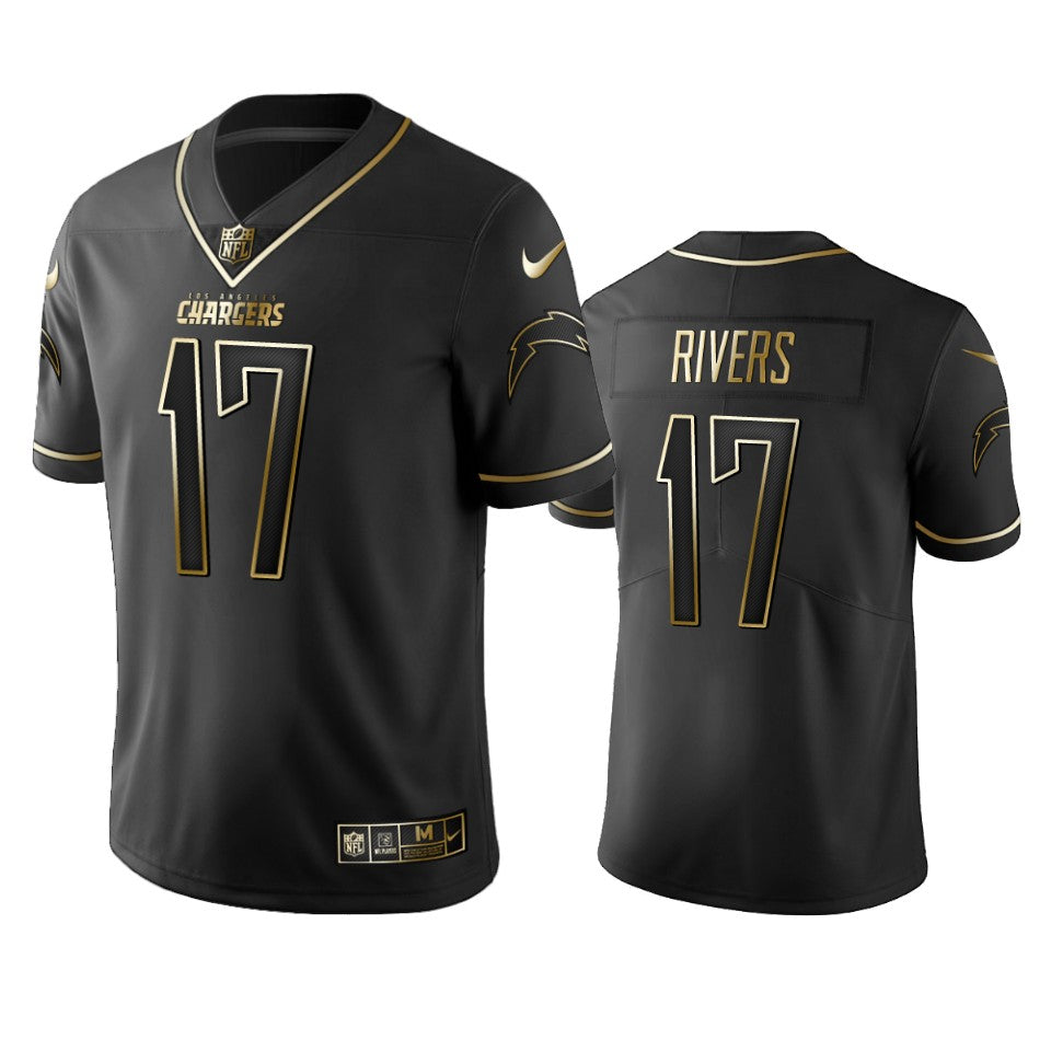 Nfl 100 Commercial Philip Rivers Los Angeles Chargers Black Golden Edition Vapor Untouchable Limited Jersey Mens