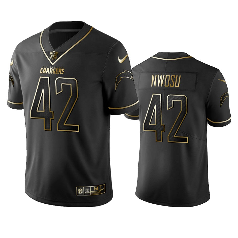 Nfl 100 Commercial Uchenna Nwosu Los Angeles Chargers Black Golden Edition Vapor Untouchable Limited Jersey Mens