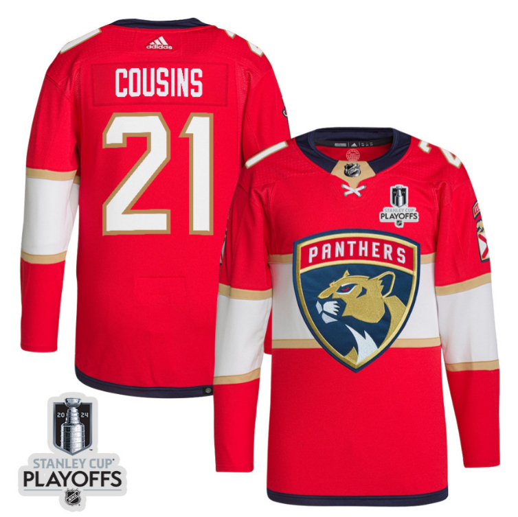 Nick Cousins 21 Florida Panthers 2024 NHL Playoffs Patch Home Jersey Men, Red