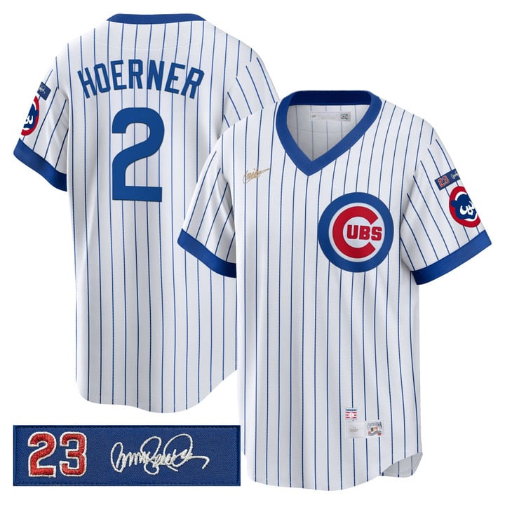 Nico Hoerner Jersey #2 Chicago Cubs Ryne Sandberg Tribute Patch Stitched Stripes