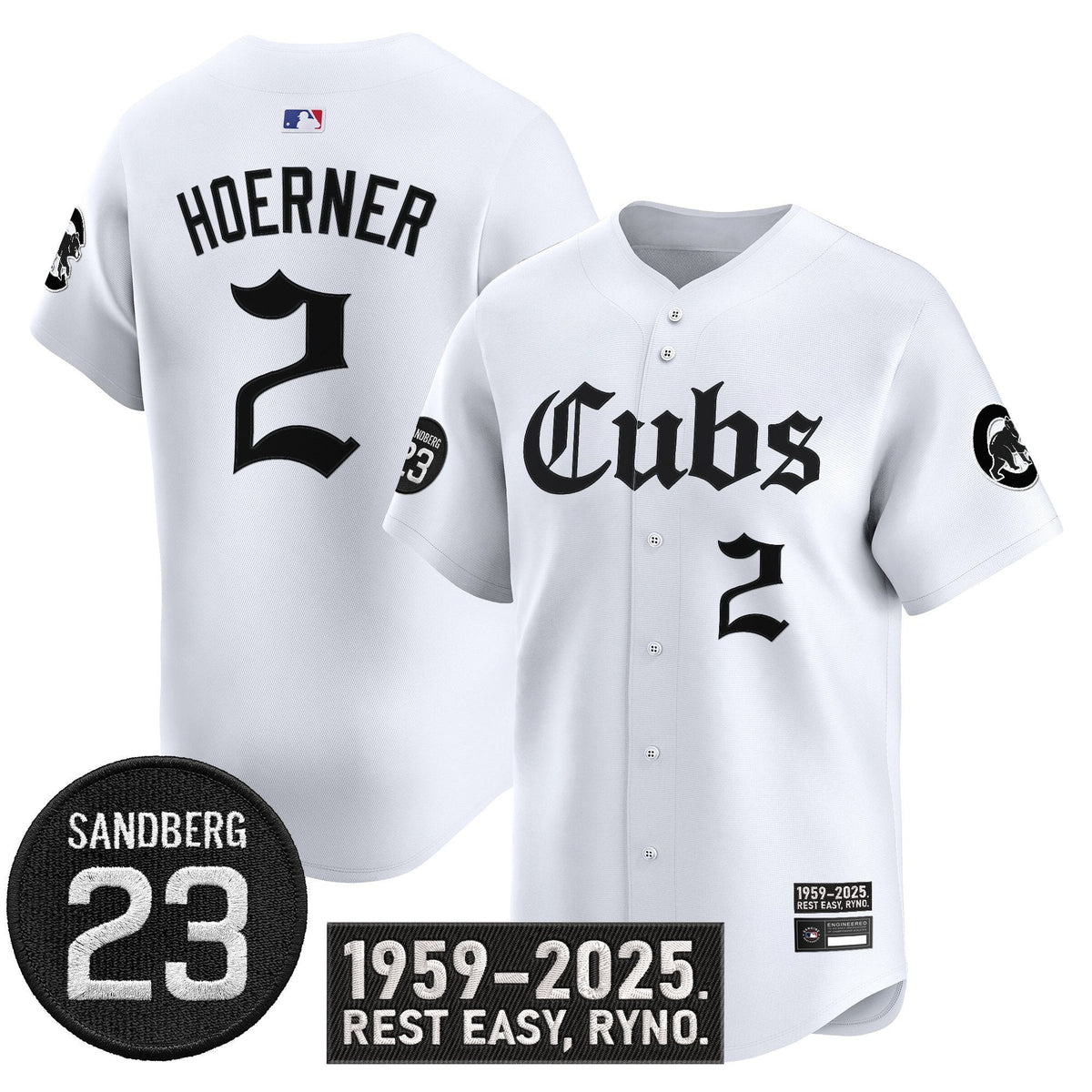 Nico Hoerner Jersey #2 Chicago Cubs Ryne Sandberg Tribute Stitched White
