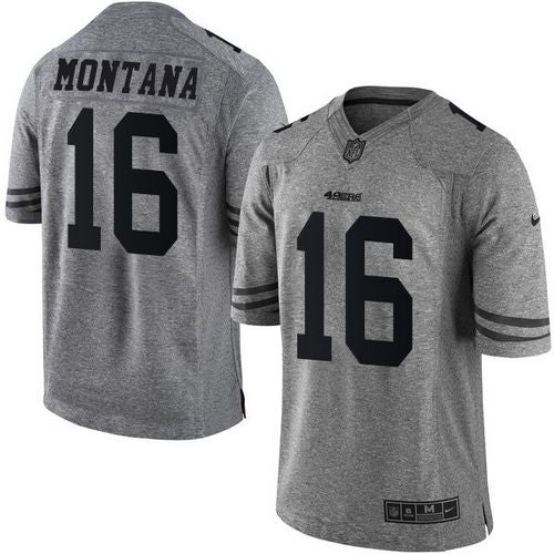 Nike 49ers 16 Joe Montana Gray Mens Stitched Nfl Limited Gridiron Gray Jersey