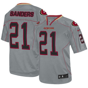 Nike 49ers 21 Deion Sanders Lights Out Grey Mens Stitched Nfl Elite Jersey