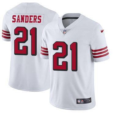 Nike 49ers 21 Deion Sanders White Rush Mens Stitched Nfl Vapor Untouchable Limited Jersey