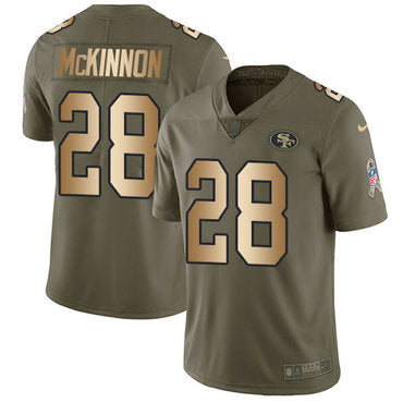 Nike 49ers 28 Jerick Mckinnon Olive Gold Mens Stitched Nfl Limited 2017 Salute To Service Jersey