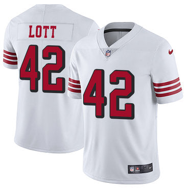 Nike 49ers 42 Ronnie Lott White Rush Mens Stitched Nfl Vapor Untouchable Limited Jersey