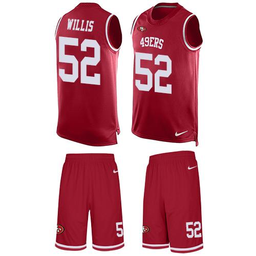Nike 49ers 52 Patrick Willis Red Team Color Mens Stitched Nfl Limited Tank Top Suit Jersey