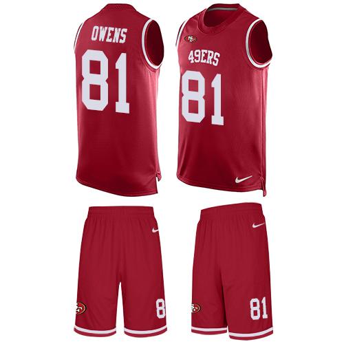 Nike 49ers 81 Terrell Owens Red Team Color Mens Stitched Nfl Limited Tank Top Suit Jersey
