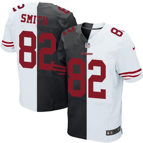 Nike 49ers 82 Torrey Smith Black White Mens Stitched Nfl Elite Split Jersey