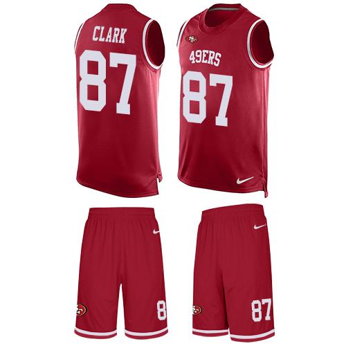 Nike 49ers 87 Dwight Clark Red Team Color Mens Stitched Nfl Limited Tank Top Suit Jersey