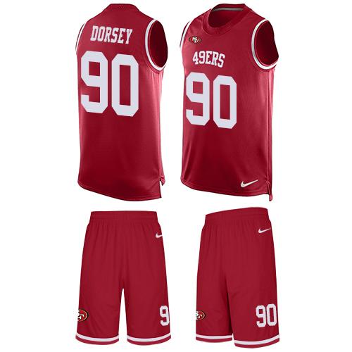 Nike 49ers 90 Glenn Dorsey Red Team Color Mens Stitched Nfl Limited Tank Top Suit Jersey