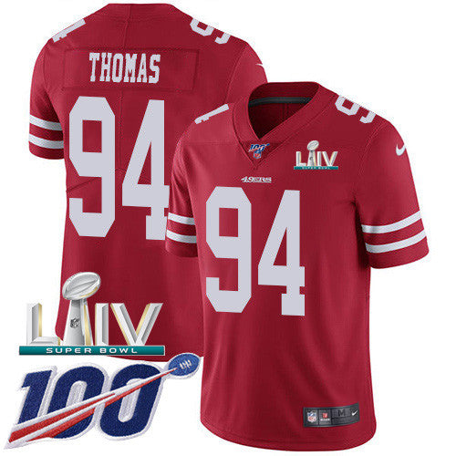 Nike 49ers 94 Solomon Thomas Red Super Bowl Liv 2020 Team Color Youth Stitched Nfl 100th Season Vapor Limited Jersey