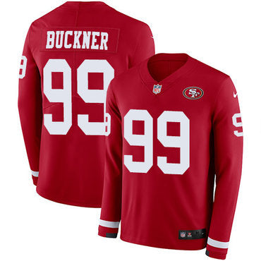 Nike 49ers 99 Deforest Buckner Red Team Color Mens Stitched Nfl Limited Therma Long Sleeve Jersey