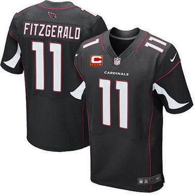 Nike Arizona Cardinals 11 Larry Fitzgerald Black C Patch Elite Jersey
