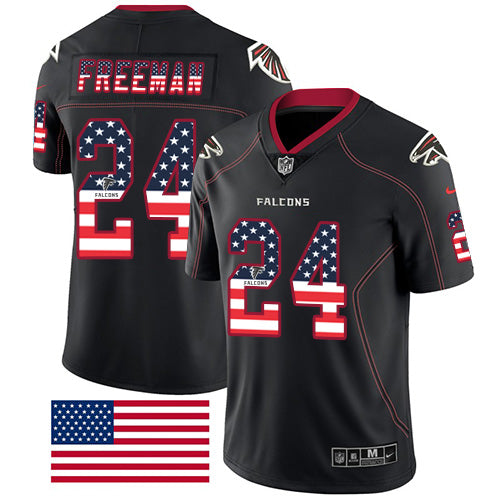 Nike Atlanta Falcons 24 Devonta Freeman Black Mens Stitched Nfl Limited Rush Usa Flag Jersey